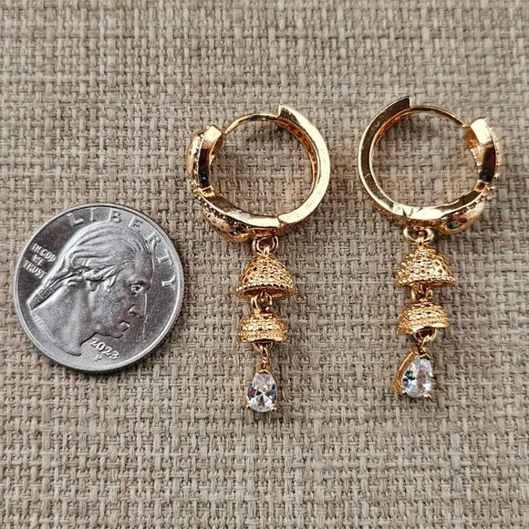 Fashion Earrings Rose Gold Tone Drop Down Jhumka Style ear Jewelry - Picture 9 of 11